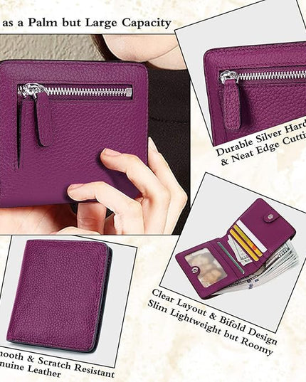 AINIMOER Small Leather Wallet for Women, Ladies Credit Card Holder RFID Blocking Women's Mini Bifold Pocket Purse