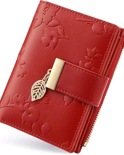 yiijay Small Wallet Women RFID Blocking Leather Bifold Wallet Credit Card Holder for Women Ladies Compact Wallet Mini Purse With Zipper Pocket