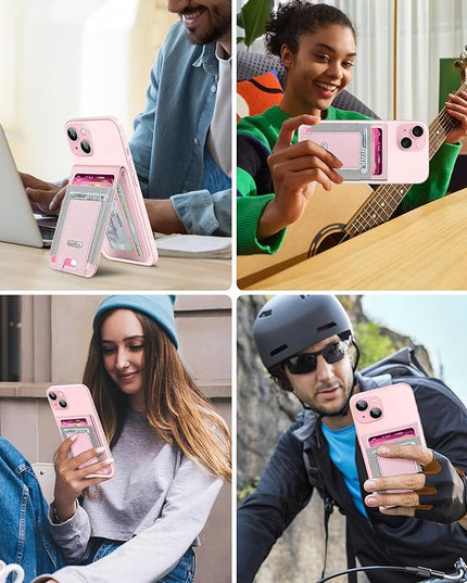 For Magsafe Wallet Stand, Strongest Magnetic Wallet for iPhone 17/16/15/14/13/12 Series, Adjustable Stand, ID Window, 4 Card Slots, 10 Cards Holder, Vegan Leather, RFID Blocking, Pink