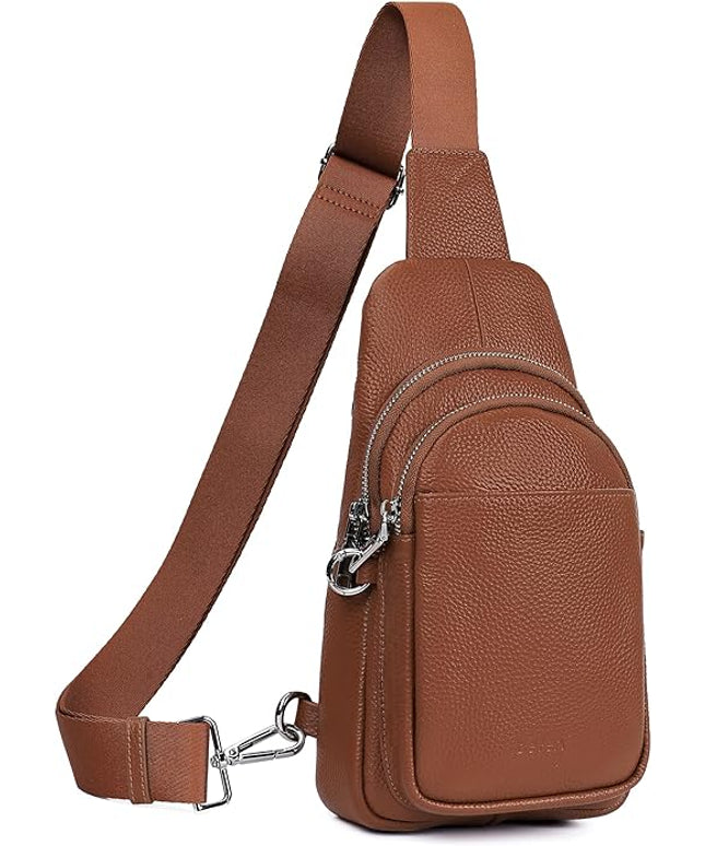 befen Genuine Leather Small Sling Bag for Women Anti-Theft Crossbody Chest Bags Fanny Packs for Travel with RFID Card Slots