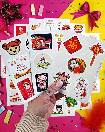 BulbaCraft 100Pcs Lunar New Year Stickers Laptop Decals, Gifts for Women & Men