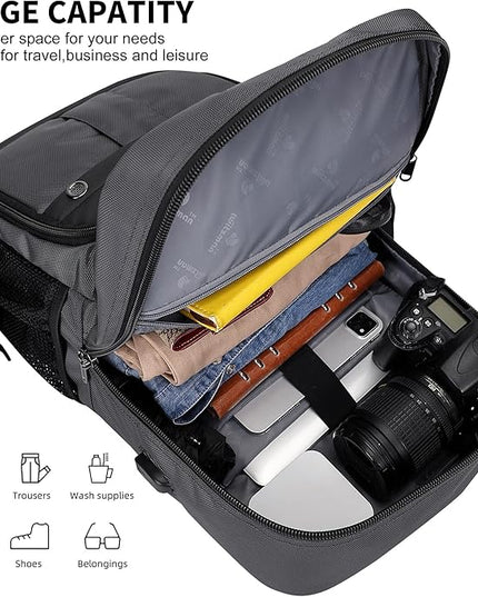 WITZMAN Carry on Travel Backpack for Men Women Laptop Backpack with USB Charging Port Airline Approved(B683 Silvery Grey)
