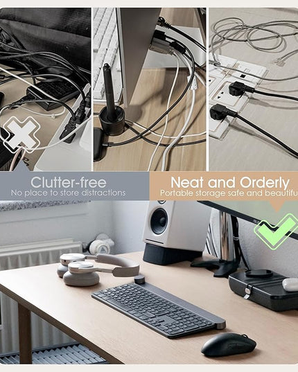 Nearockle Cable Management Under Desk, Adjustable Self-Adhesive Silicone Cable Ties Cord Organizer, Reusable Heavy-Duty Cord Holder Under Table for Office, Home, School (10Pcs-White)