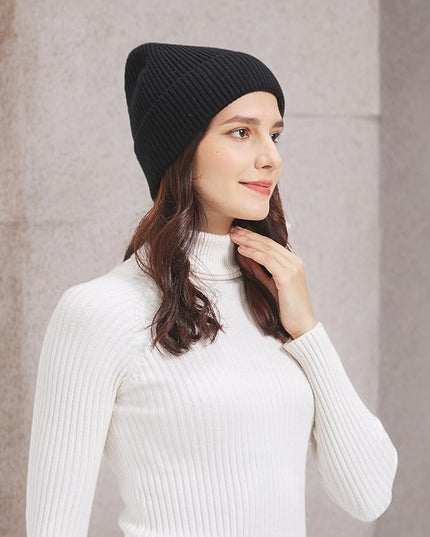 Zylioo Plus Size Fleece Lined Beanie Hat,2XL/XL/L/M/S Thermal Knitted Hat,Winter Warm Lined Snow Hats for Women Men