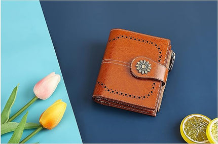 Lavemi Womens Leather Wallet Small Compact RFID Blocking Credit Card Case Purse with Zipper Pocket | Small, Compact, RFID Blocking, Zipper Pocket, Small, Compact