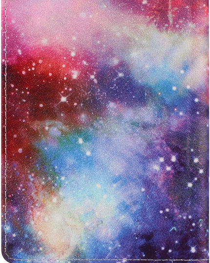 Passport Holder Cover Case PU Leather RFID Blocking Card Pockets Holder Cute Luggage Magnetic Wallet Case for Women Men, Colorful Galaxy