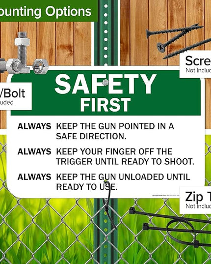 Safety First Always Keep The Gun Pointed In A Safe Direction Sign, 12x18 Inches, Rust Free .063 Aluminum, Fade Resistant, Made in USA by My Sign Center