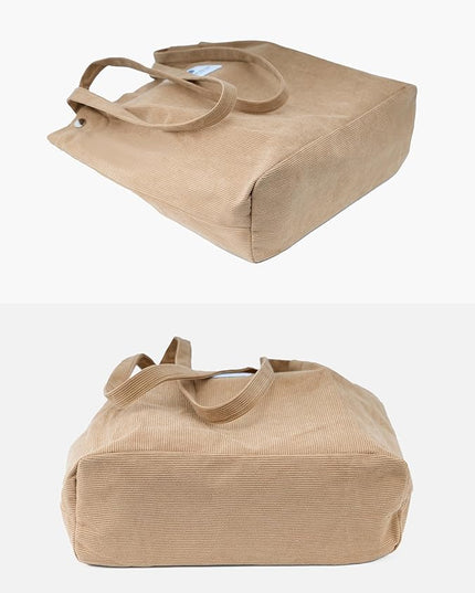 Corduroy Tote Bag Cute Tote Bags for Women Shoulder Bag with Inner Pocket for Work Beach Travel and Shopping Grocery