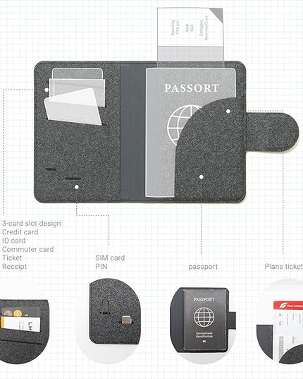 LHiDS Leatherette Passport Holder with RFID Protection, Premium PU Leather, Snap Button Closure, Travel Passport Wallet Cover for Passport, Boarding Passes, Business Cards, Cash (Black)