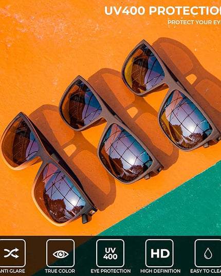 KALIYADI Polarized Sunglasses for Men, Lightweight Sun Glasses with UV Protection for Driving Fishing Golf