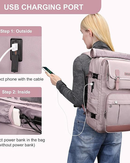 PIJUSHI Travel Backpack for Women Carry on Luggage Backpack Convertible Large Laptop Duffel Bag for Airplanes(PE049 Ashen Purple)