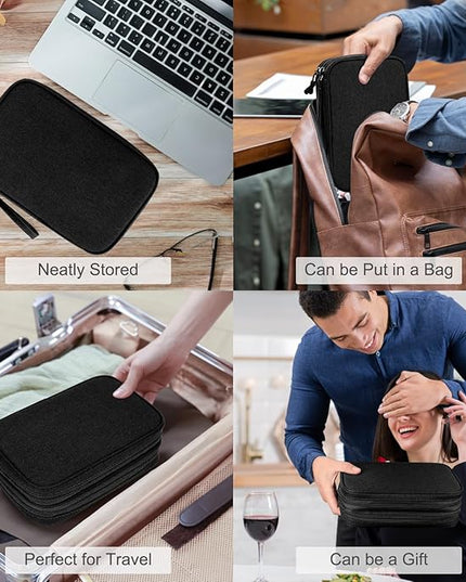 FYY Electronic Organizer, Large Travel Cable Organizer Bag Pouch Electronic Accessories Carry Case Portable Waterproof Double Layers All-in-One Storage Bag for Cable, Cord, Charger, Phone, Black