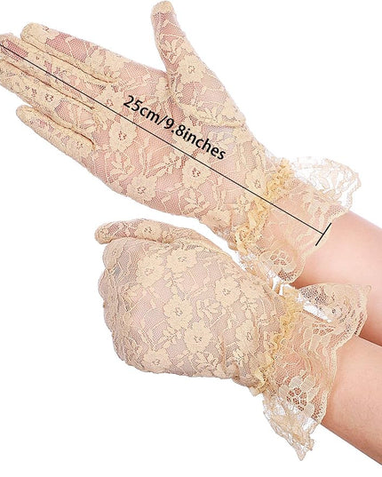SATINIOR Ladies Lace Gloves for Women Tea Party Elegant Short Courtesy Gloves for Wedding Dinner Opera Parties
