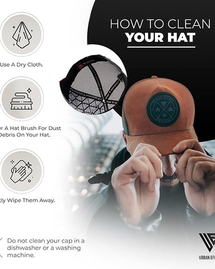 Urban Effort Mesh Back Cap - for Men and Women Baseball Hat 5-Panel Trucker Hat - Great Snapback Closure for Hunting & Hiking