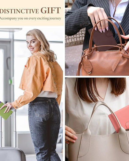 Genuine Leather Passport Holder for Women Men, Hidden Airtag Pocket, RFID Blocking, Zippered Coins Pocket & Cash Compartment Travel Gifts Essentials Passport Cover Case - Coffee