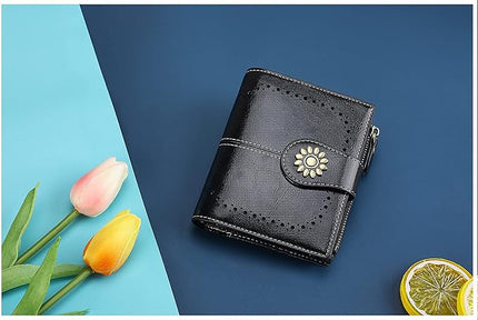 Lavemi Womens Leather Wallet Small Compact RFID Blocking Credit Card Case Purse with Zipper Pocket | Small, Compact, RFID Blocking, Zipper Pocket, Small, Compact