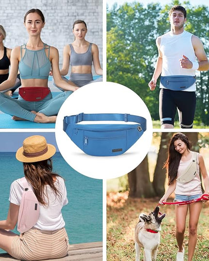 MAXTOP Large Crossbody Fanny Pack with 4-Zipper Pockets,Gifts for Enjoy Sports Festival Workout Traveling Running Casual Hands-Free Wallets Waist Pack Phone Bag Carrying All Phones
