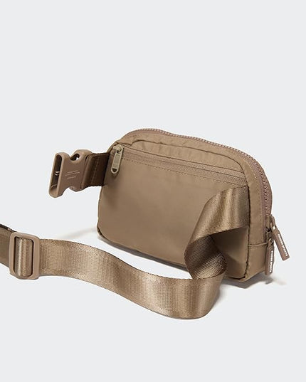 Pander Two Way Zipper Fanny Pack Nylon Everywhere Belt Bag for Women, Water Repellent Waist Packs, Crossbody Bags with Adjustable Strap (Gray Brown)