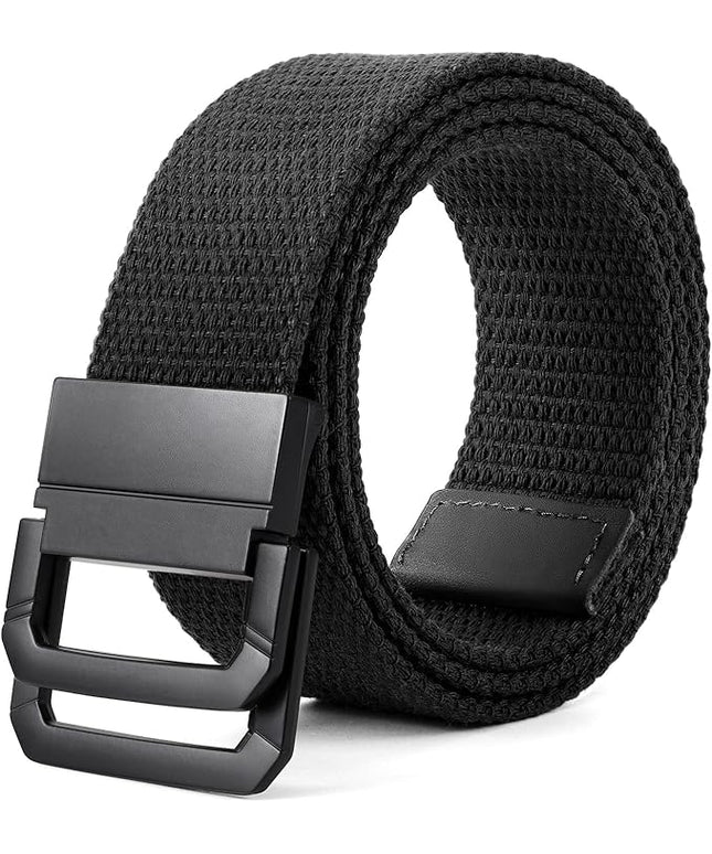 SANSTHS Canvas Belt with Double Ring Buckle, Fabric Web Belt for Women Men Double Ring for Outdoor & Casual Wear