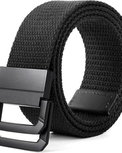 SANSTHS Canvas Belt with Double Ring Buckle, Fabric Web Belt for Women Men Double Ring for Outdoor & Casual Wear