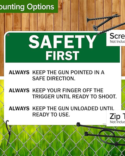 Safety First Always Keep The Gun Pointed In A Safe Direction Sign, 24x30 Inches, 55 mil thick HDPS (high density polystyrene), Made in USA by My Sign Center