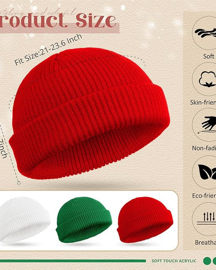 SATINIOR 4 Pieces Trawler Beanie Watch Hat Roll up Edge Skullcap Fisherman Beanie Unisex