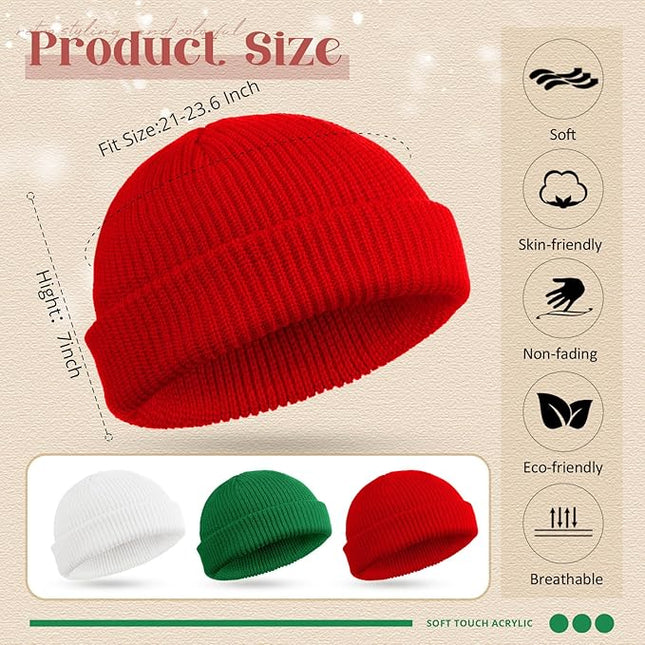 SATINIOR 4 Pieces Trawler Beanie Watch Hat Roll up Edge Skullcap Fisherman Beanie Unisex