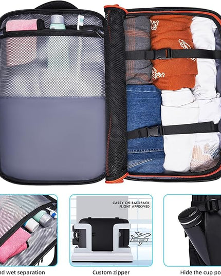 Carry on Backpack for Women Men 40L Flight Approved Travel Backpack Fit 17 Inch Laptop with USB Charging Expandable Business Weekender