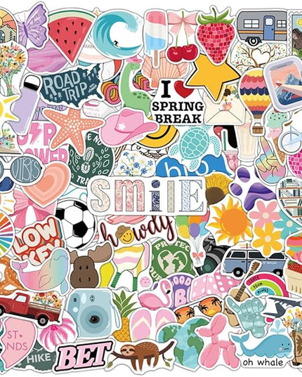 100 Pack Fun Cute Stickers for Water Bottles, Laptops, Teacher Rewards for Phone Cases, Valentine’s Day Gifts, Waterproof Vinyl Stickers Teens, Kids, Adults, Cool Decals for Girls and Boys (Variety)
