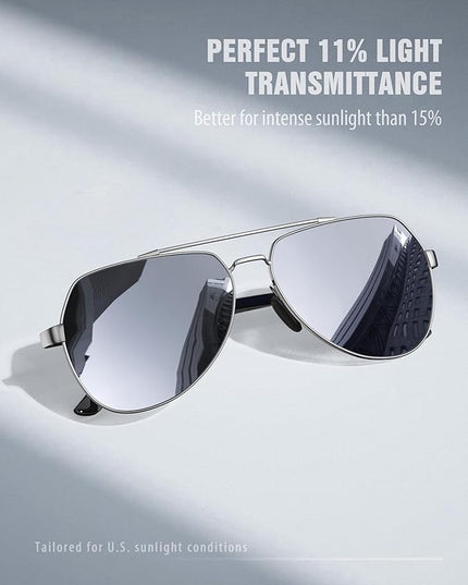 LUENX Aviator Sunglasses for Men Women Polarized New Shades Large Metal Frame - UV 400 Protection