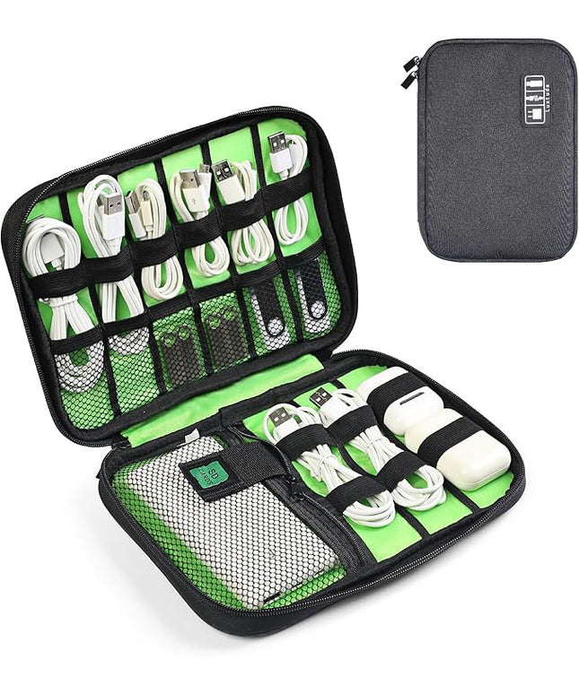 Luxtude Travel Cable Organizer Bag, Flat Cord Organizer Case, Travel Essentials for Wire/Cord/Charger/Cable Storage/Tech Accessories/Tech Gifts