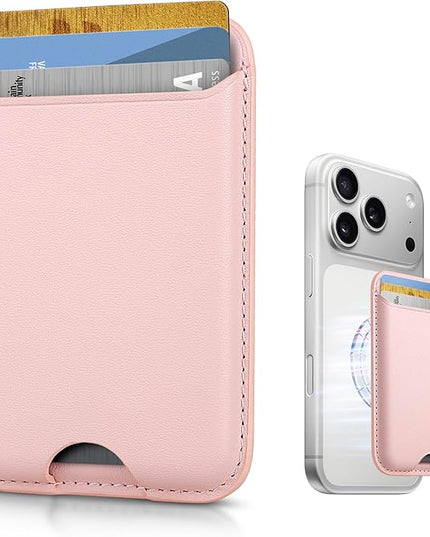 Magnetic Mag-safe Wallet Cell Phone Card Holder for Phone Case with Mag-Safe, Stronger Magnetic RFID Leather Phone Wallet Stick on for iPhone 17/16/15/14/13/12 Series, Fit 3 Cards