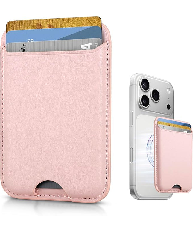 Magnetic Mag-safe Wallet Cell Phone Card Holder for Phone Case with Mag-Safe, Stronger Magnetic RFID Leather Phone Wallet Stick on for iPhone 17/16/15/14/13/12 Series, Fit 3 Cards
