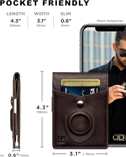 SERMAN BRANDS Money Clip Wallet - Mens Wallets slim Front Pocket RFID Blocking Card Holder Minimalist Mini Bifold