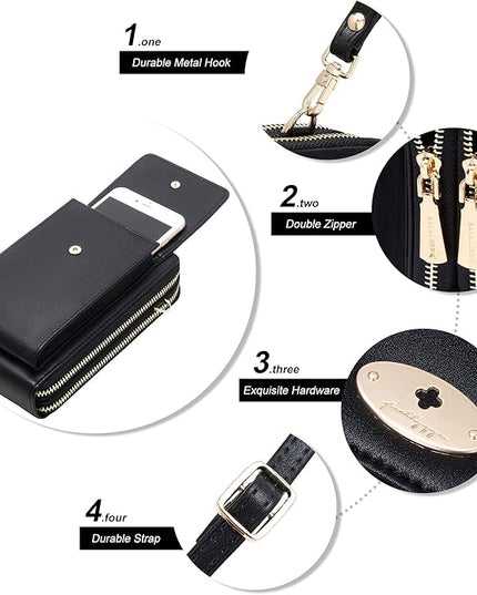 KUKOO Small Crossbody Bag Cell Phone Purse Wallet with Credit Card Slots for Women