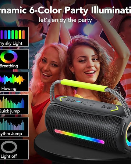aowoka Bluetooth Speaker Portable Wireless Bluetooth Speakers with HD Stereo Sound, BT 5.4 TWS Pairing, IPX7 Waterproof, 30H Battery Life with Led Light for Outdoor/Party/Sport/Travel/Gifts