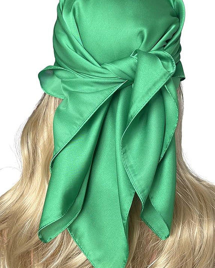 CHUNG Women's Square Satin Scarf 27.5" Bandanas Solid 50s Retro Neck Scarves Emulation Silk Handbag Hair Ribbons Necktie