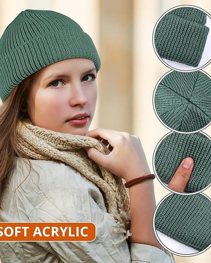 SATINIOR 6 Pieces Trawler Beanie Watch Hat Roll up Edge Skullcap Fisherman Beanie Unisex