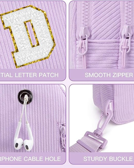Viverte Small Corduroy Sling Bag Initial Crossbody Bag Fanny Pack for Girls Personalized Birthday Gifts for Teen Girls Gifts