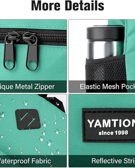 YAMTION School Backpack for Teens,Green Bookbag Classic Backpack with USB Port for High School College Students