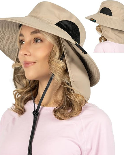 SUN CUBE Wide Brim Sun Hat Men Women, Fishing Hats Sun UV Protection, Mens Hiking Bucket Hat Safari Beach Boonie, UPF 50+
