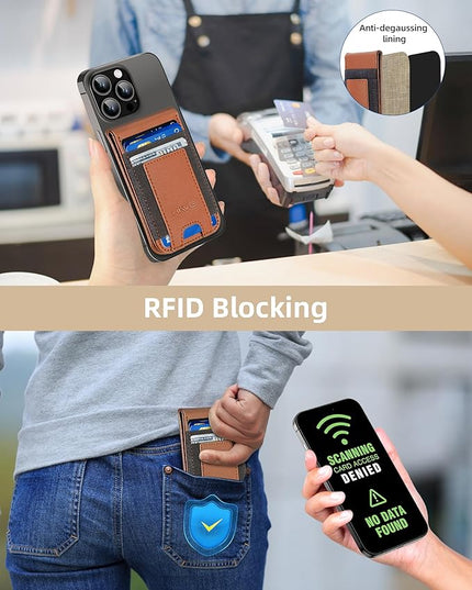 HiWe for MagSafe Wallet Stand with Find My, Anti-Lost Strongest Magnetic Wallet for iPhone 17/16/15/14/13/12 Series, 9 Cards Holder, Leather RFID, Brown