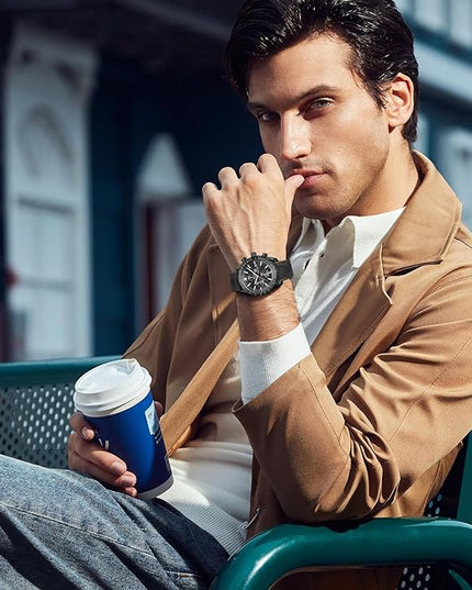 BY BENYAR Watch for Men Analog Quartz Chronograph Waterproof Luminous Designer Mens Wrist Watches Business Work Sport Casual Dress Watch with Silicone Strap Elegant Gifts for Men