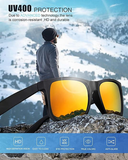 KALIYADI Sunglasses Men Polarized Sun glasses for Mens Womens Classic Matte Black Frame UV Protection 3pack