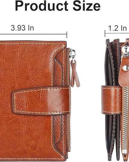 Lavemi Small Compact Women Wallet RFID Blocking Genuine Leather Bifold Purse with ID Windows