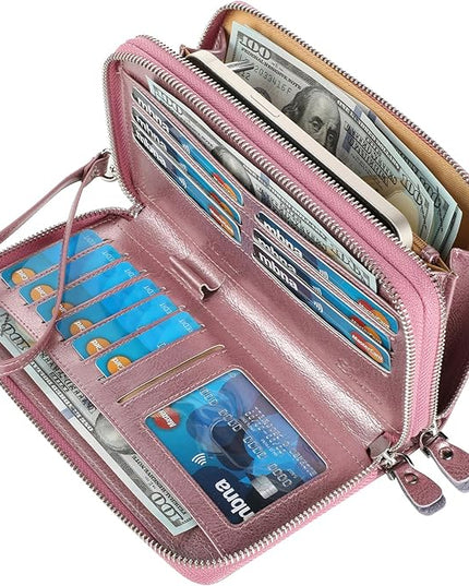 Lavemi Small Compact Women Wallet RFID Blocking Genuine Leather Bifold Purse with ID Windows