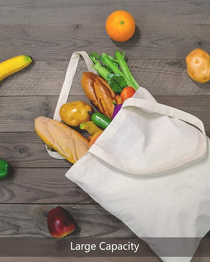 TOPDesign 24-Pack Economical 16"x15" Cotton Tote Bag, Lightweight Medium Reusable Grocery Shopping Cloth Bags, Suitable for DIY, Advertising, Promotion, Gift, Activity