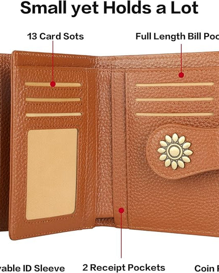 Lavemi Womens Leather Wallet Small Compact RFID Blocking Credit Card Case Purse with Zipper Pocket | Small, Compact, RFID Blocking, Zipper Pocket, Small, Compact