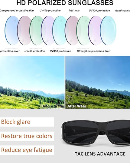 MEETSUN Fit Over Glasses Sunglasses for Men Women,Wrap Around Sunglasses Polarized UV400 Protection