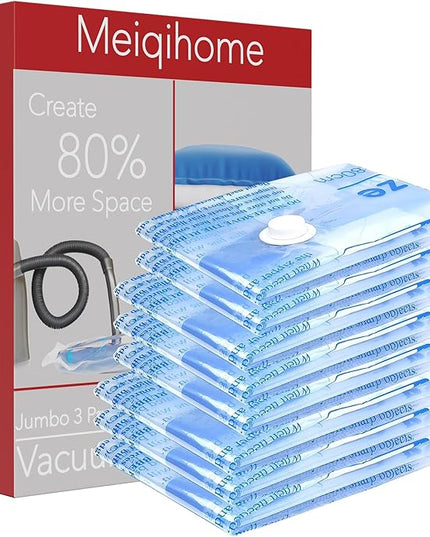 Vacuum Storage Bags 8 Medium, Space Saver Sealer Bags, Plastic Packaging Bags,Airtight Compression Bags for Clothes, Pillows, Comforters, Blankets, Bedding